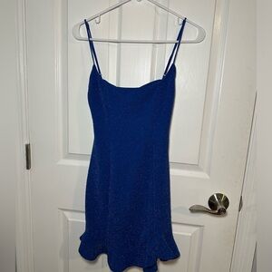 Lucy In The Sky Ruffle Mini Dress in Royal Blue. Size Small.